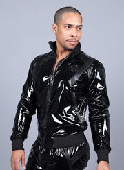 MR. RIEGILLIO PVC Tracksuit Jacket 24 Shiny Glossy Black R10191