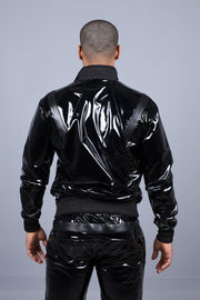 MR. RIEGILLIO PVC Tracksuit Jacket 24 Shiny Glossy Black R10192