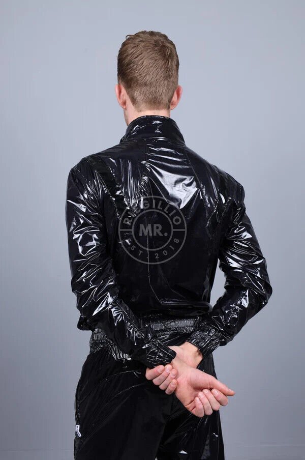 MR. RIEGILLIO Shiny Nylon 24 Tracksuit Jacket Black R10254