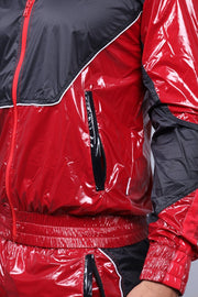 MR. RIEGILLIO Shiny Nylon 24 Tracksuit Jacket Red R10213