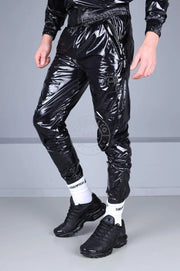 MR. RIEGILLIO Shiny Nylon 24 Tracksuit Pants Black R10264