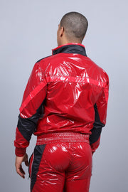MR. RIEGILLIO Shiny Nylon 24 Tracksuit Pants Red R10228