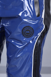 MR. RIEGILLIO Shiny PVC 24 Tracksuit Pants Glossy Blue R10423