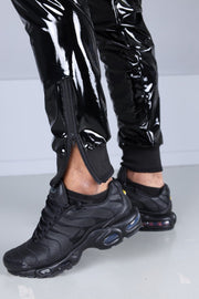 MR. RIEGILLIO Shiny PVC Tracksuit Pants 24 Glossy Black R10203