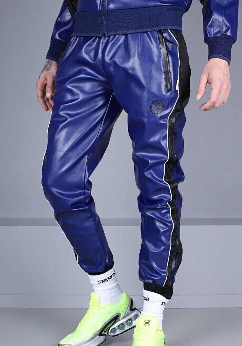 MR. RIEGILLIO Vegan Leather Pants Tracksuit 24 Blue Pant R10401