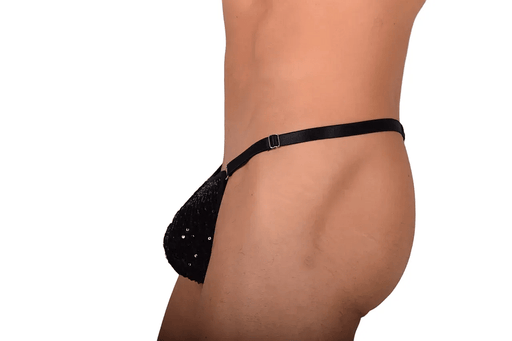 O/S SMU String Tanga Black Paillette ajustable 30 - 38 inch SX 1006232