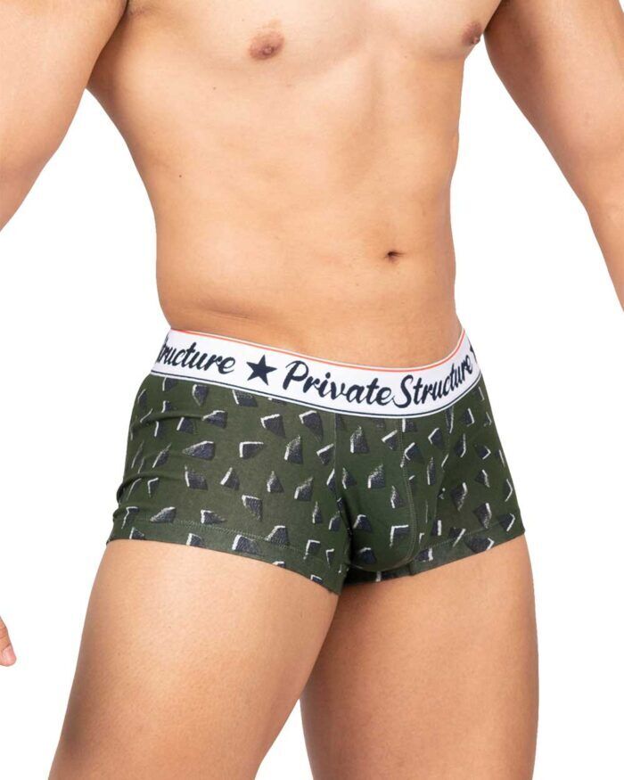 Private Structure Classic Motif Cotton Boxer Trunk Fragments Basil Green 4592 1124