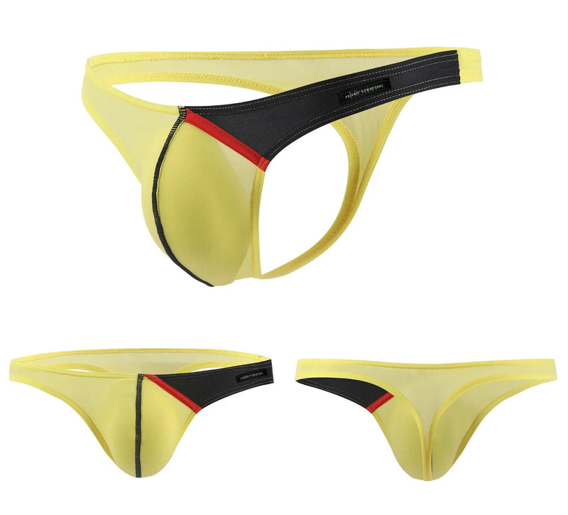 PRIVATE STRUCTURE G - String Desire Glaze 4 - Way Stretch Mesh Thong Yellow 4025 1154