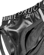 PRIVATE STRUCTURE Low Waist Mini Garter - Briefs Alpha PU Leather Shades Black 4419 1086
