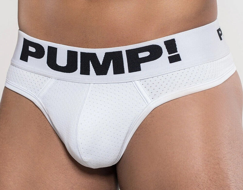 PUMP! Brief - Style Thongs with Cotton Lining Mesh Cup Thong White 170072