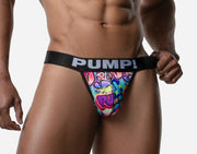 PUMP! DRIP Eco - Thong With Cotton - Lined Cup Bold Graffiti Pattern 17022 P21
