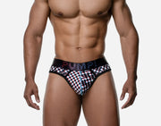 PUMP! Lightweight Thong Glitch Elastic Binding Cotton Distorted B&W 17023 113