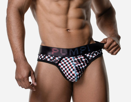 PUMP! Lightweight Thong Glitch Elastic Binding Cotton Distorted B&W 17023 111
