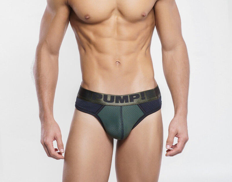 PUMP! Low - rise Thongs Military Green Mesh Thong 170052
