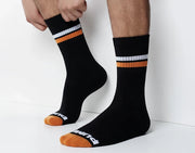 PUMP! Nightlight Crew Socks Terry Knit Toe Ribbed Striped Sporty Sock 410173