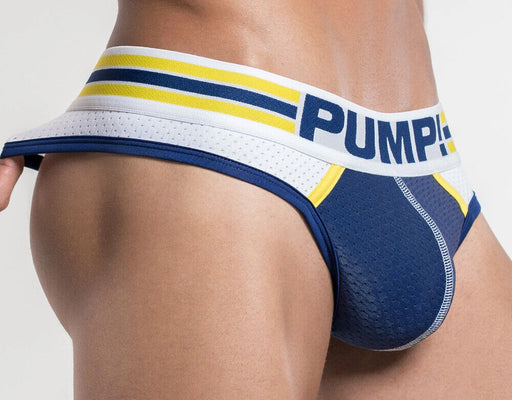 PUMP! Recharge Thongs With G-String Bottom Blue Mesh Lining Sport Thong 17006