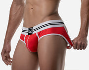 PUMP! Round2 Backless Briefs Jock Combo Ribbed Cotton Red 12080 291