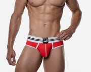 PUMP! Round2 Backless Briefs Jock Combo Ribbed Cotton Red 12080 293