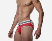 PUMP! Round2 Backless Briefs Jock Combo Ribbed Cotton Red 12080 294