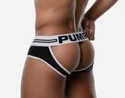 PUMP! Round2 Backless Briefs Ribbed Cotton Combo Jock Retro Black 12079 233