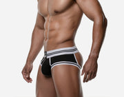 PUMP! Round2 Backless Trunk Ribbed Cotton Versatile Jock in Black 15084 15