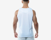 PUMP! Sky Blue Striped Tank Top Lightweight Micromesh UVPF Sun Protection 140225
