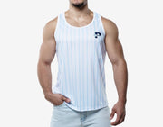 PUMP! Sky Blue Striped Tank Top Lightweight Micromesh UVPF Sun Protection 140221