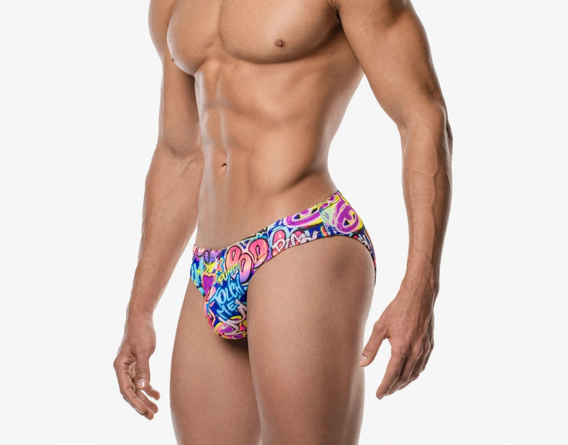 PUMP! Swim Briefs Drip Water Cheeky Graffiti Print Swimwear 13019 183