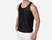 PUMP! Tanktop Whisper Sheer Stripes Form - Fitting Black Tank Top 14024 213
