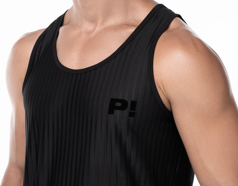 PUMP! Tanktop Whisper Sheer Stripes Form - Fitting Black Tank Top 14024 211