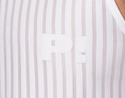 PUMP! Tanktop Whisper Sheer Stripes Form - Fitting White Tank Top 14025 216