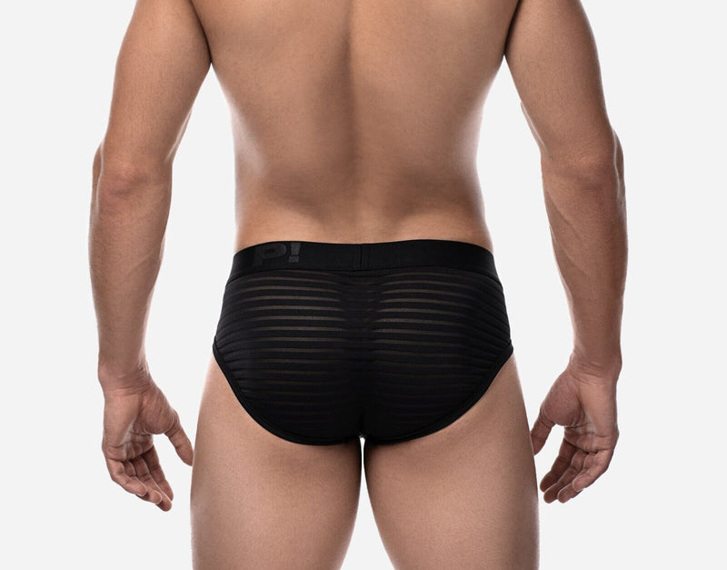 PUMP! Whisper Brief Subtly Sheer Stripes Nylon Cup 40mm Matt Black 120773