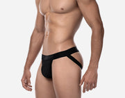 PUMP! Whisper Jock With Light Sheer Stripes in Matt Black Jockstrap 150823