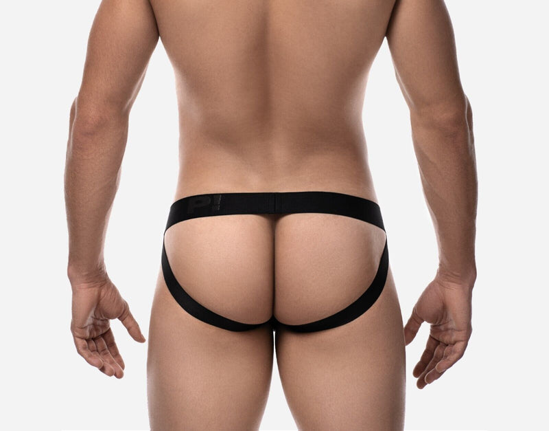 PUMP! Whisper Jock With Light Sheer Stripes in Matt Black Jockstrap 150822