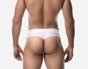 PUMP! Whisper Thongs With Light Sheer Stripes in Matt White Thong 170174