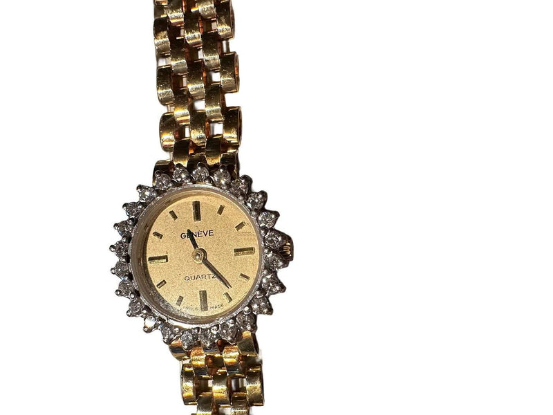 Rare GENEVE Women's Watch 21g 18K Gold 25 Pts Diamonds Wristwatches1