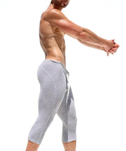 RUFSKIN 3/4 Length Lounge Tight Legging BALFOUR Perforated Stretch Cotton Grey1