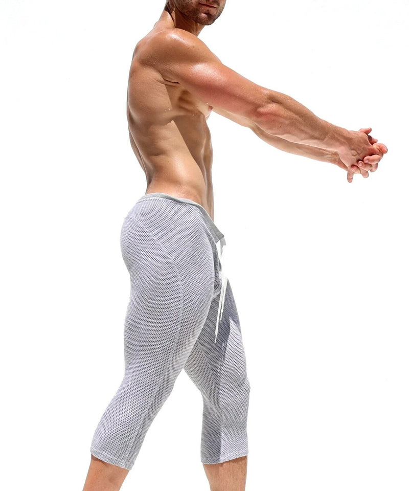 RUFSKIN 3/4 Length Lounge Tight Legging BALFOUR Perforated Stretch Cotton Grey1