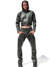 RUFSKIN Cropped Top Long Sleeve Hoodie BUSBY Salamander Black Ram Head Rivet4