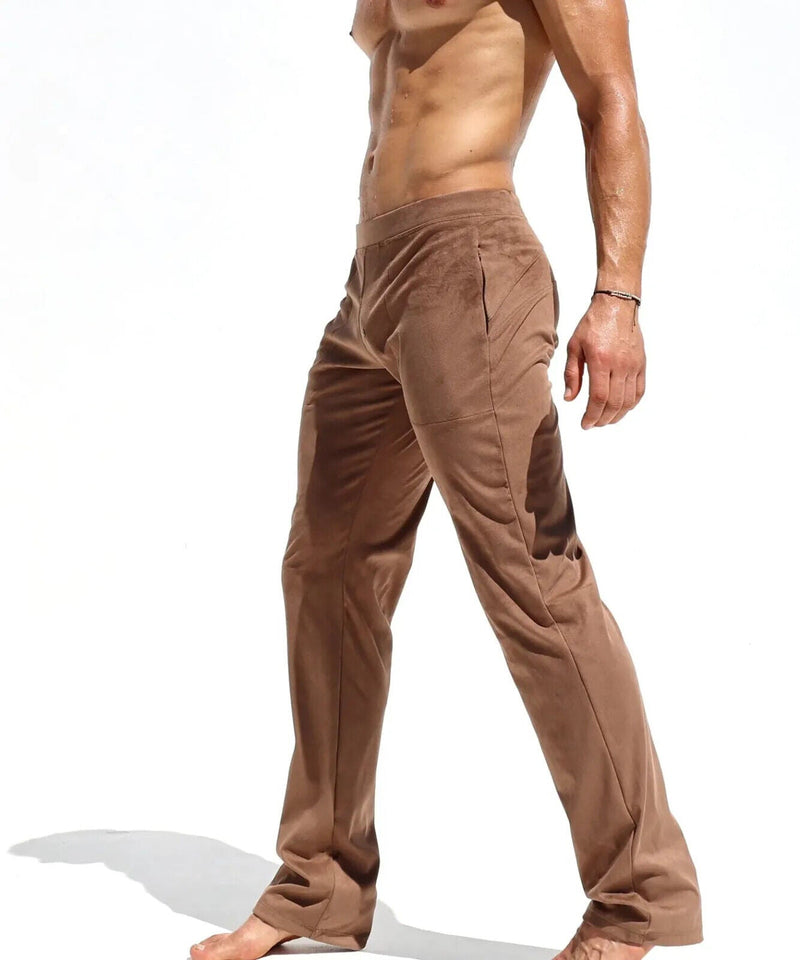 RUFSKIN Lounge Pants Stephan Bark Slim-Fit Straight-Leg Stretch Brushed Suede
