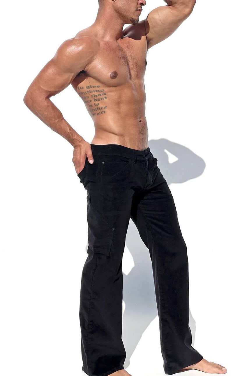 RUFSKIN Pants MAGNUS Black Stretch Corduroy Low - Rise Mildly Relaxed Leg 12