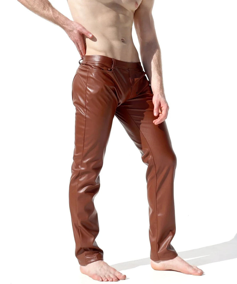 RUFSKIN Slim - Fit Straight - Leg Pant BRUNO Premium Leatherette Pants Brown Coniac3