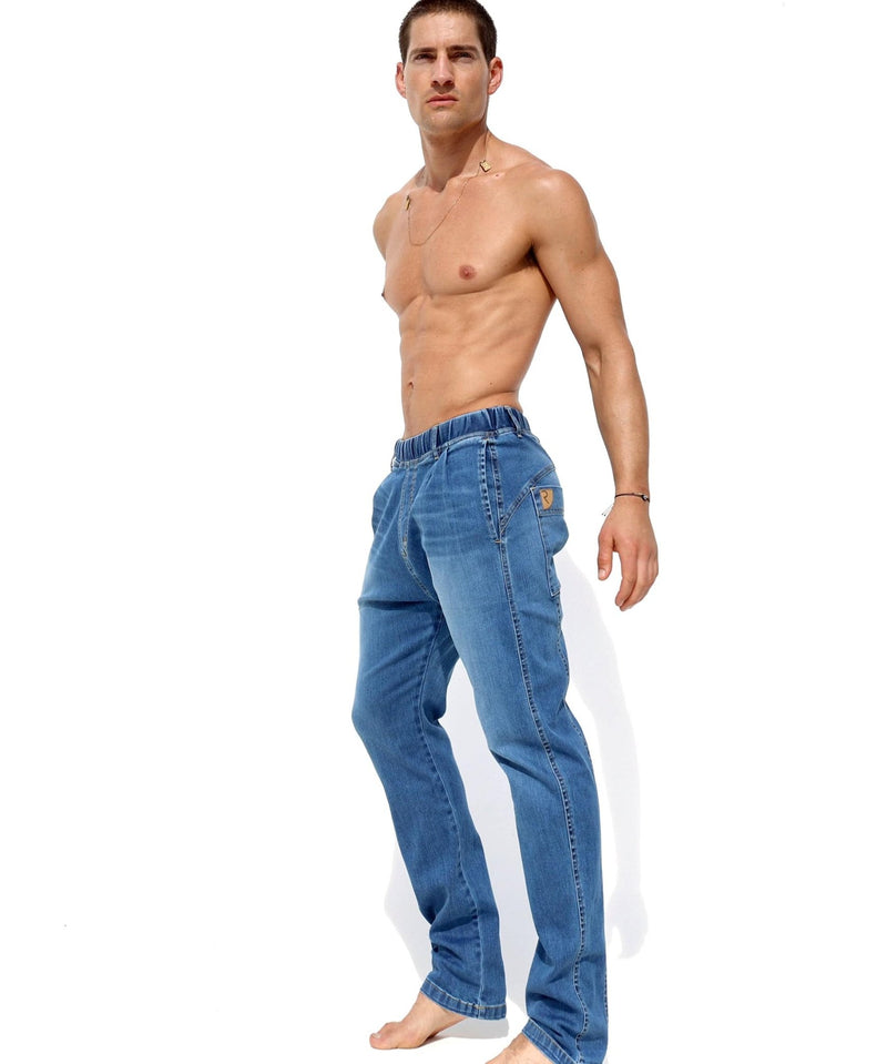RUFSKIN Slim - Fit Straight Leg Stretch Denim Jeans Saddle Light Distressed5