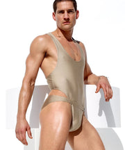 RUFSKIN Swimwear BASILE Swim - Brief Bodysuit Singlet Chrome Buckle in Gold 731