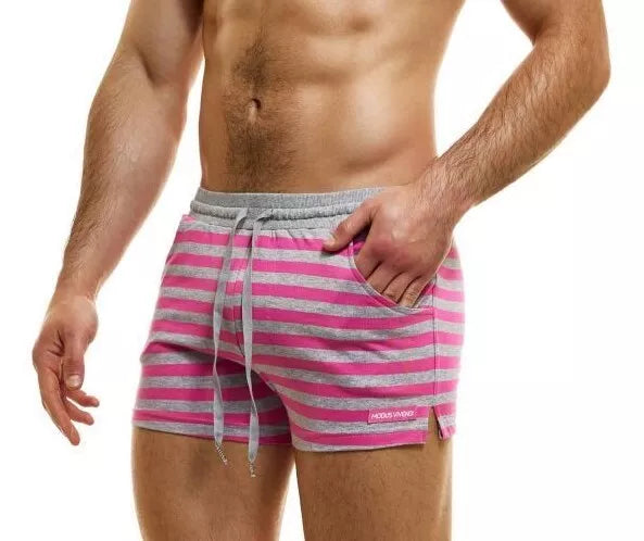 Modus Vivendi Exclusive Shorts Slim Fit Drawstrings Fushia Striped Short 23221-1