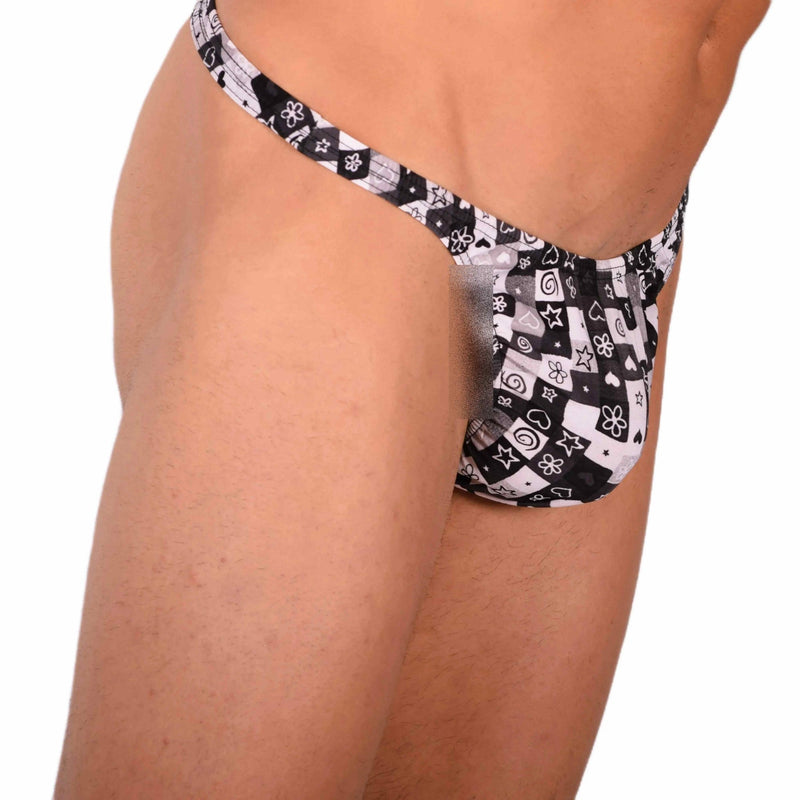 S SMU Sensual Black and White Thong 33730 MX153
