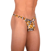 S SMU Sensual Floral Explosion Black and Yellow Thong 33697 MX155