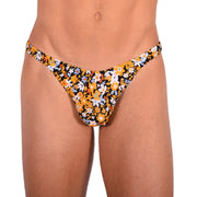 S SMU Sensual Floral Explosion Black and Yellow Thong 33697 MX151