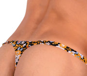 S SMU Sensual Floral Explosion Black and Yellow Thong 33697 MX156