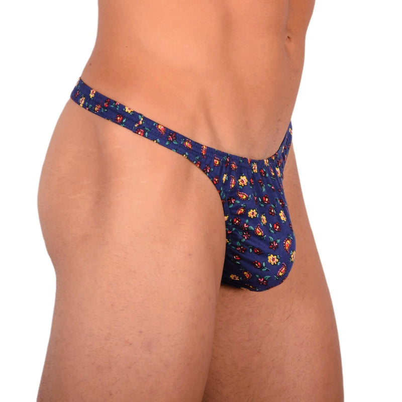 S SMU Sensual Floral Explosion Blue Thong 33733 MX155